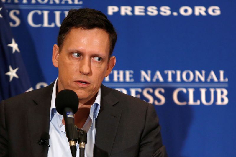 &copy; Reuters. FILE PHOTO: PayPal co-founder and Facebook board member Thiel delivers speech on US presidential election at the National Press Club in Washington