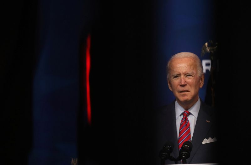 &copy; Reuters. U.S. President-elect Joe Biden makes remarks on the economy from Wilmington, US