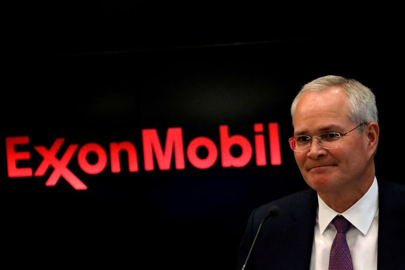 &copy; Reuters. FILE PHOTO: Darren Woods, Chairman &amp; CEO, Exxon Mobil Corporation attends a news conference at the NYSE