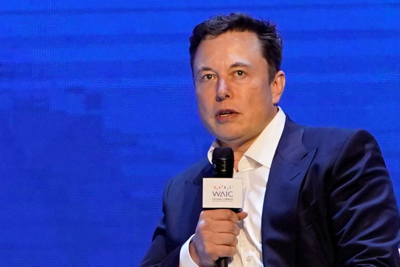 &copy; Reuters. FILE PHOTO: Tesla Inc CEO Elon Musk attends the World Artificial Intelligence Conference (WAIC) in Shanghai