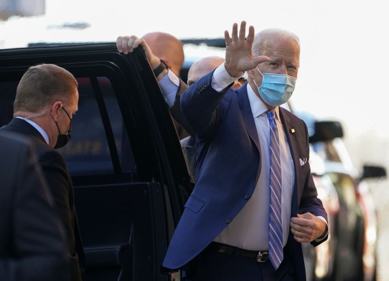 &copy; Reuters. U.S. president-elect Joe Biden arrives at the Queen theatre for meetings in Wilmington