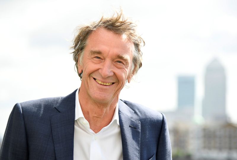 &copy; Reuters. FILE PHOTO: Ratcliffe, CEO of British petrochemicals company INEOS, poses for a portrait with the Canary Wharf financial district seen behind, ahead of a news conference announcing the launch of a British America&apos;s Cup sailing team in London, Britain