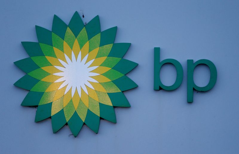 © Reuters. FILE PHOTO: File photograph shows a sign is outside BP's North Sea Headquarters in Aberdeen