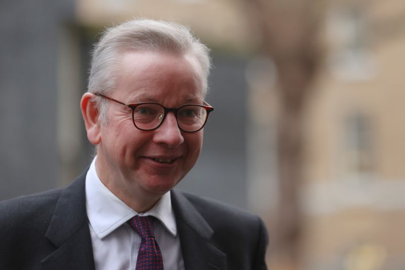 &copy; Reuters. FILE PHOTO: Britain&apos;s Chancellor of the Duchy of Lancaster Michael Gove is seen outside Downing Street in London