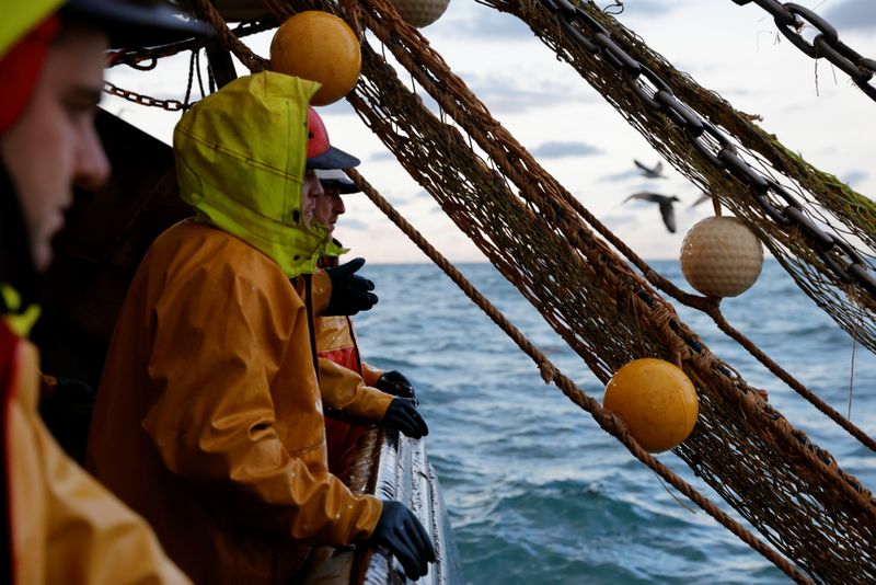 © Reuters. On board the French fishing vessel Nicolas Jeremy in the North Sea