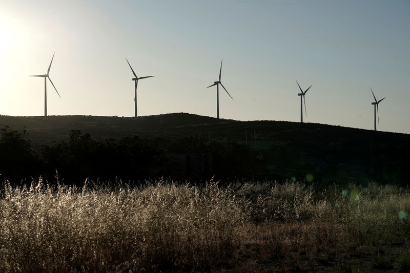 © Reuters. FILE PHOTO: A general view of power-generating Siemens Gamesa 2 megawatt (MW) wind turbines on the Kumeyaay Wind farm  on the Campo Indian Reservation as the spread of the coronavirus disease (COVID-19) continues in Campo, California