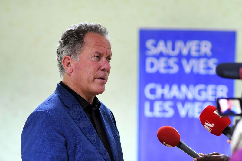 &copy; Reuters. World Food Programme (WFP) Executive Director David Beasley speaks to the press during his stopover in Ouagadougou,