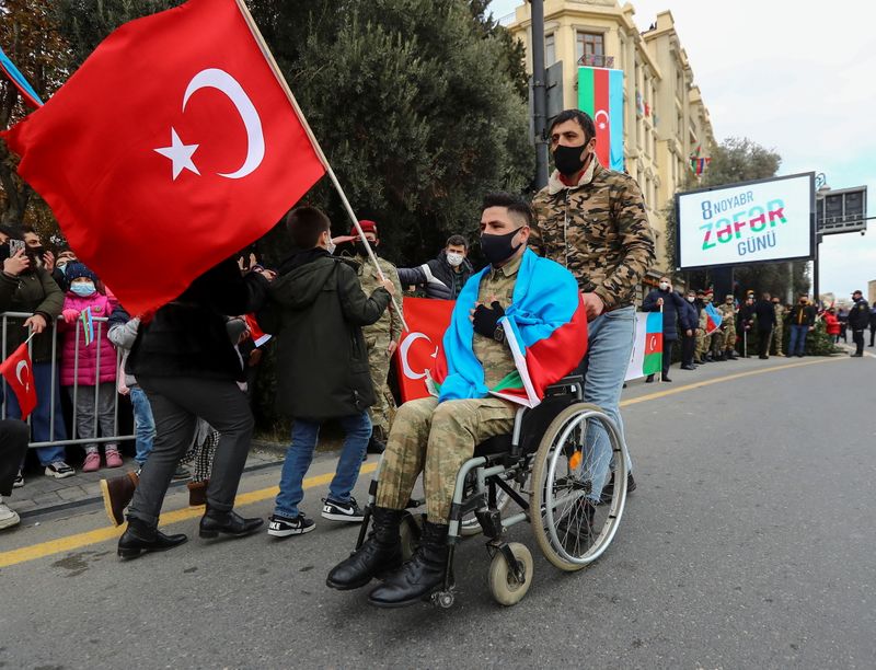 &copy; Reuters. Parade to mark the victory on Nagorno-Karabakh conflict in Baku