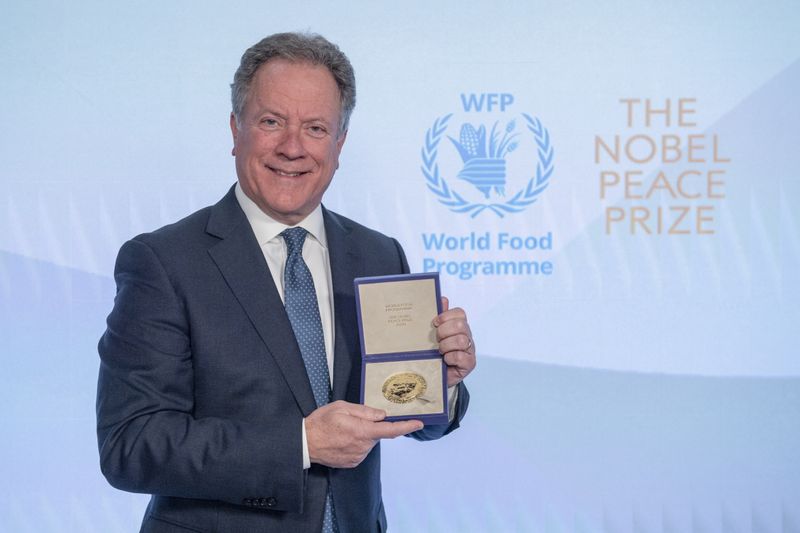 © Reuters. Executive Director of the UN WFP Beasley poses in Rome