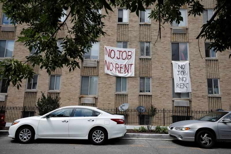&copy; Reuters. Banner are seen outside an apartment building in Washington