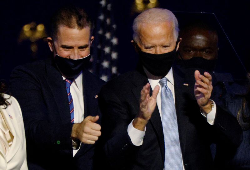 &copy; Reuters. FILE PHOTO: Democratic 2020 U.S. presidential nominee Joe Biden celebrates onstage at his election rally in Wilmington