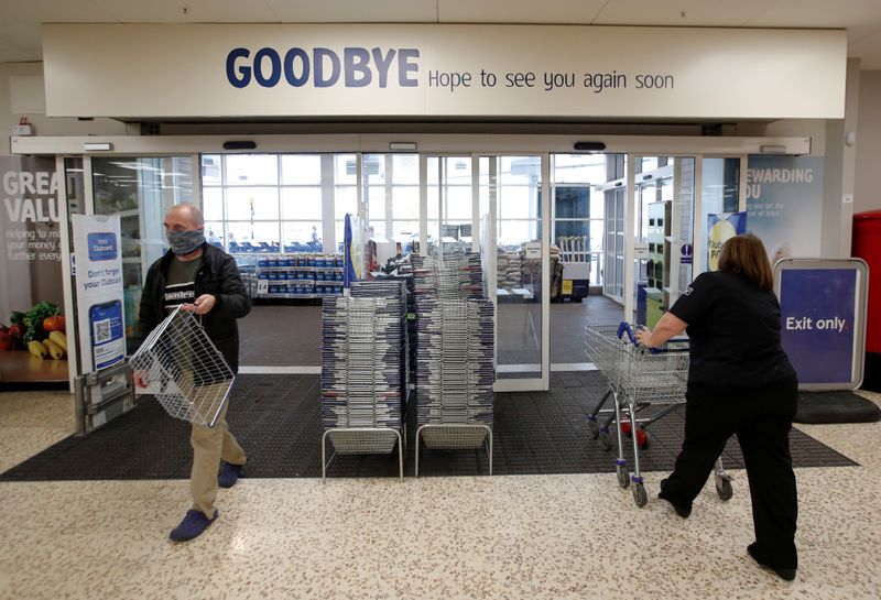&copy; Reuters. FILE PHOTO: A man enters a Tesco supermarket in Hatfield
