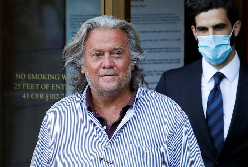 &copy; Reuters. FILE PHOTO: Former White House Chief Strategist Steve Bannon exits the Manhattan Federal Court in New York City