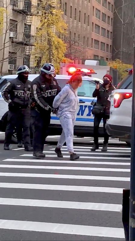 &copy; Reuters. Mulher é levada sob custódia pela polícia após atropelar manifestantes do Black Lives Matter em Nova York