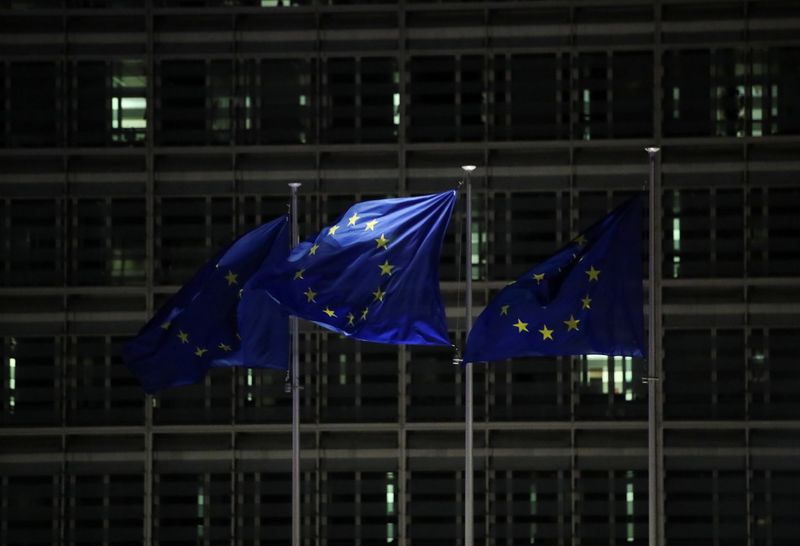 &copy; Reuters. FILE PHOTO:  European Union flags flutter outside the European Commission headquarters in Brussels