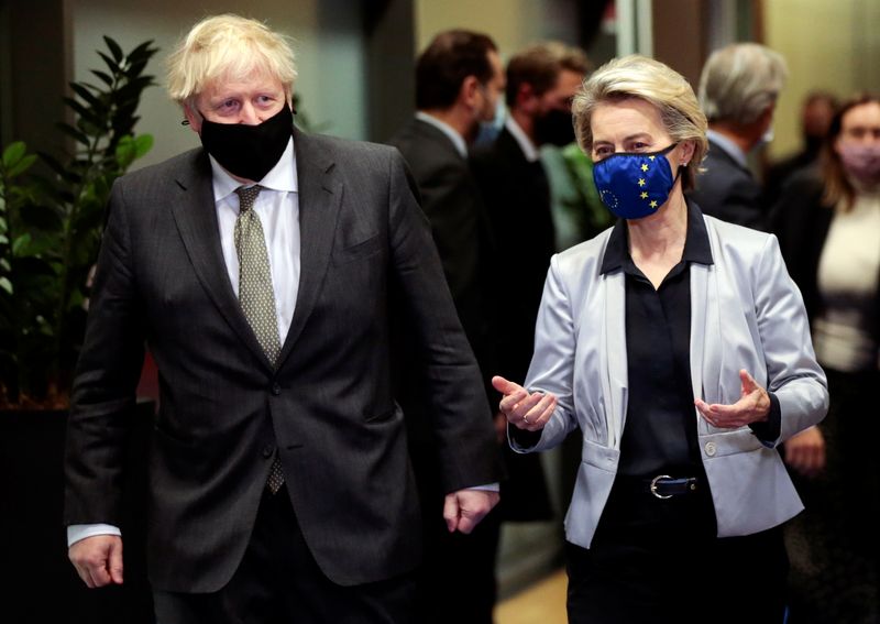 &copy; Reuters. EU Commission President von der Leyen meets British PM Johnson in Brussels