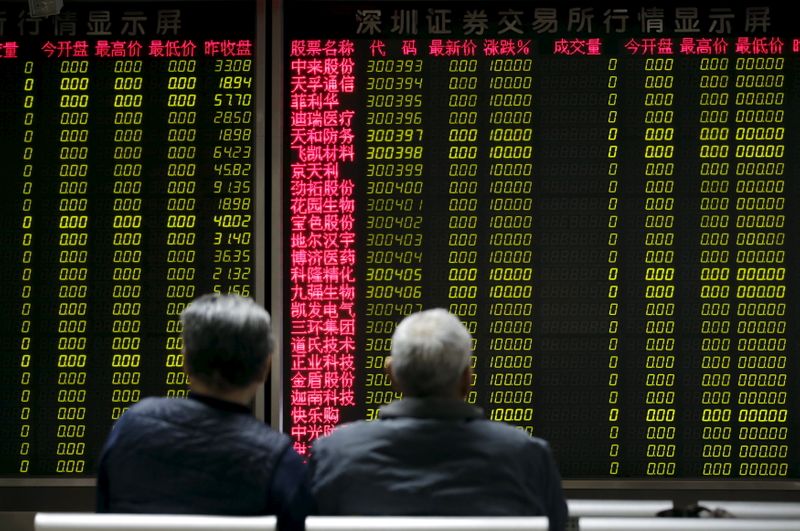 &copy; Reuters. Investidores aguardam abertura do mercado acionário da China em corretora de Pequim