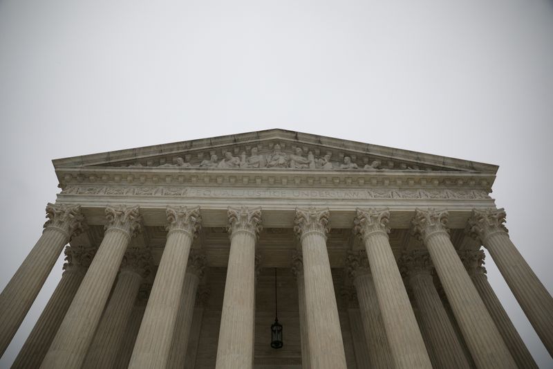 &copy; Reuters. The United States Supreme Court during a rain storm on Capitol Hill in Washington