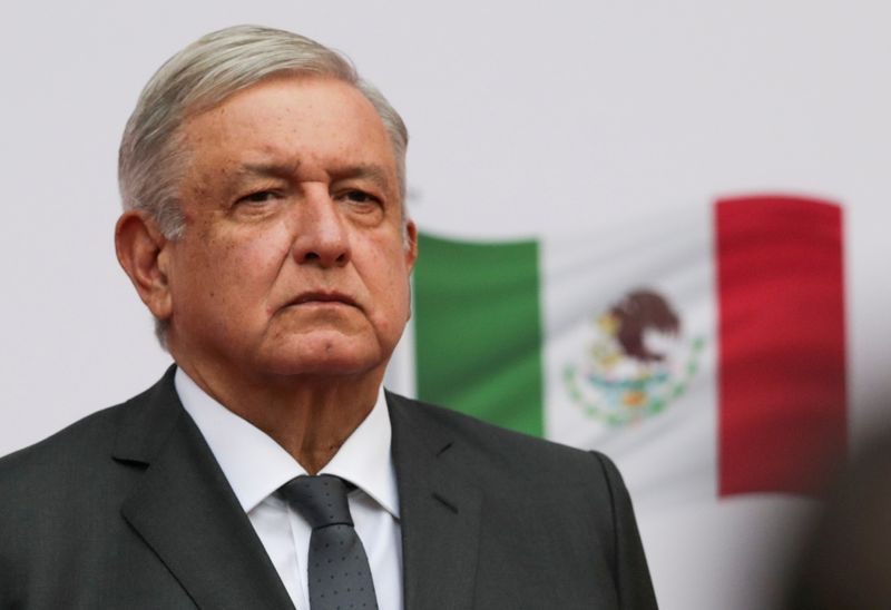 &copy; Reuters. Mexico&apos;s President Lopez Obrador addresses to the nation on his second anniversary as President, at the National Palace in Mexico City