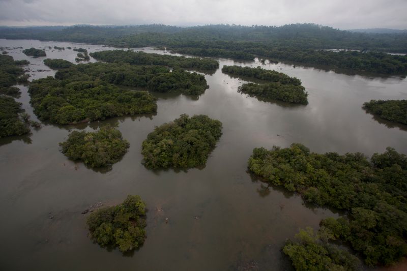 &copy; Reuters. Trecho do rio Xingu em área inundada para construção da hidrelétrica de Belo Monte