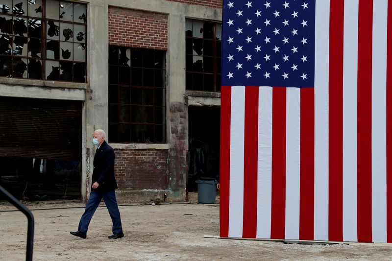 © Reuters. FILE PHOTO: U.S. President-elect Joe Biden campaigns on behalf of Democratic U.S. Senate candidates Ossoff and Warnock in Atlanta, Georgia U.S. President-elect Joe Biden campaigns on behalf of Democratic U.S. senate candidates Ossoff and Warnock in Atlanta