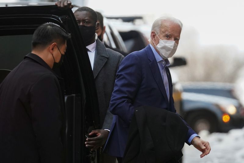 &copy; Reuters. U.S. President-elect Joe Biden arrives at his transition headquarters in Wilmington, Delaware