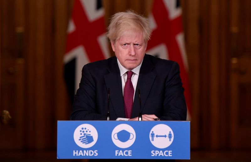 © Reuters. Britain's Prime Minister Boris Johnson holds a news conference in London