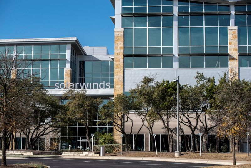 © Reuters. Exterior view of SolarWinds headquarters in Austin