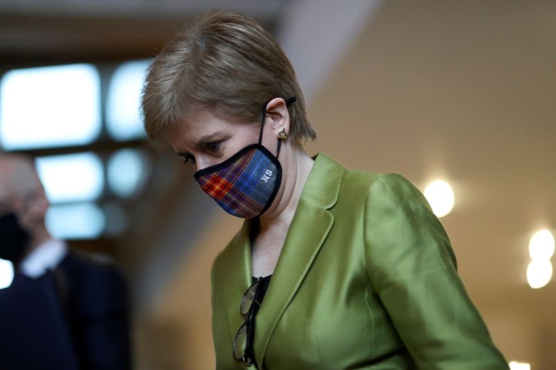 &copy; Reuters. Scottish First Minister Nicola Sturgeon arrives for the First Minister&apos;s Questions in Edinburgh