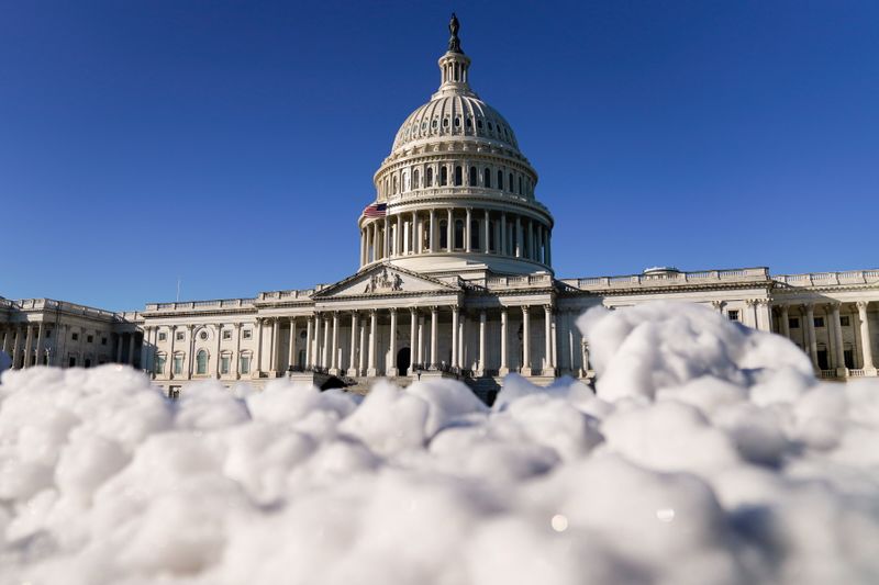 &copy; Reuters. The U.S. Capitol is seen behind melting snow in Washington