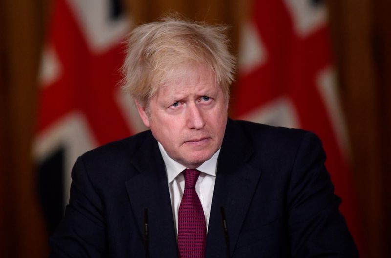 &copy; Reuters. Britain&apos;s Prime Minister Boris Johnson holds a news conference in London