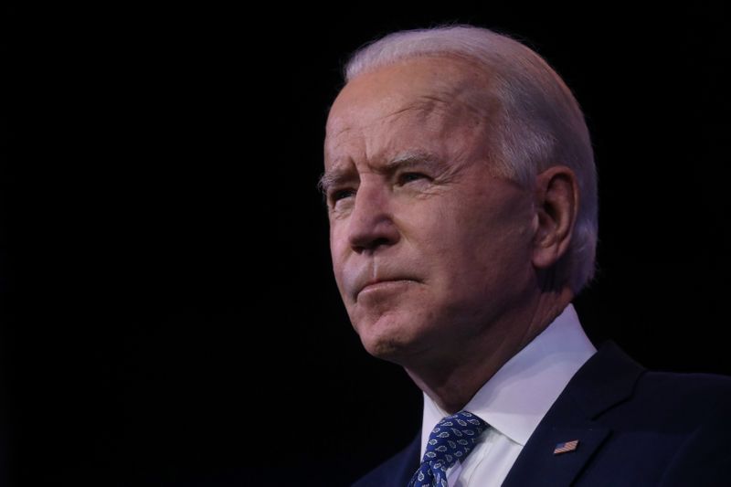 &copy; Reuters. FILE PHOTO:  U.S. President-elect Joe Biden addresses the recent massive cyber attack against the U.S., in Wilmington