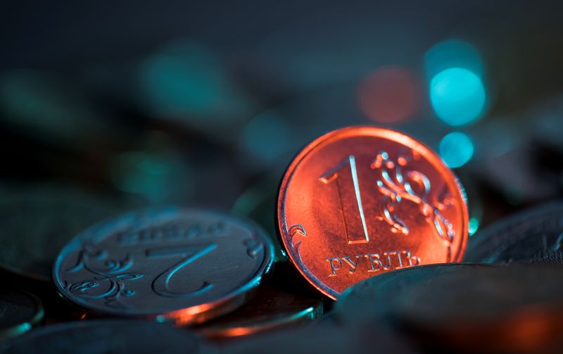 &copy; Reuters. A view shows Russian rouble coins in this picture illustration