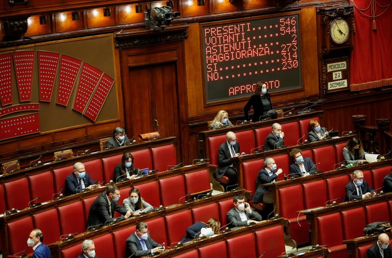 © Reuters. La camera bassa del parlamento italiano tiene un voto di fiducia sul budget 2021 a Roma