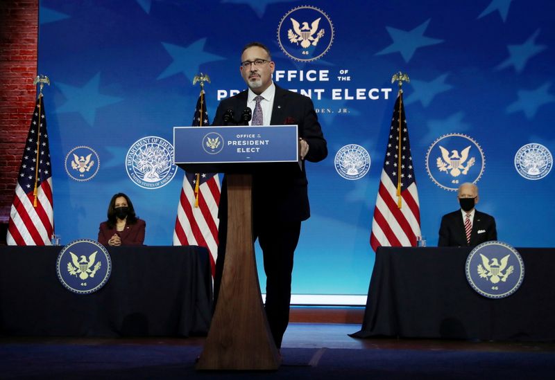 © Reuters. U.S. President-elect Joe Biden announces his nominee for secretary of education