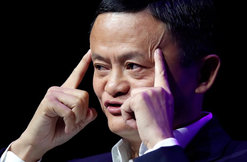 © Reuters. FILE PHOTO: Alibaba Chairman Jack Ma speaks at VivaTech fair in Paris