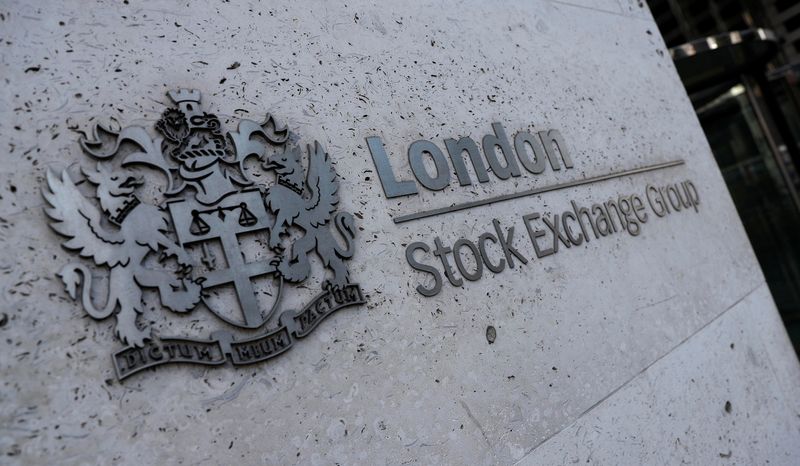 &copy; Reuters. Signage is seen outside the entrance of the London Stock Exchange in London