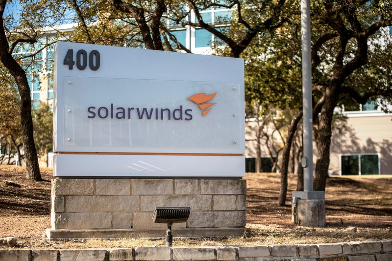 © Reuters. FILE PHOTO: Exterior view of SolarWinds headquarters in Austin