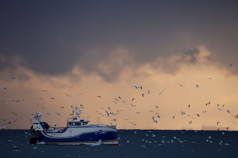 &copy; Reuters. FILE PHOTO: On board the French fishing vessel Nicolas Jeremy in the North Sea