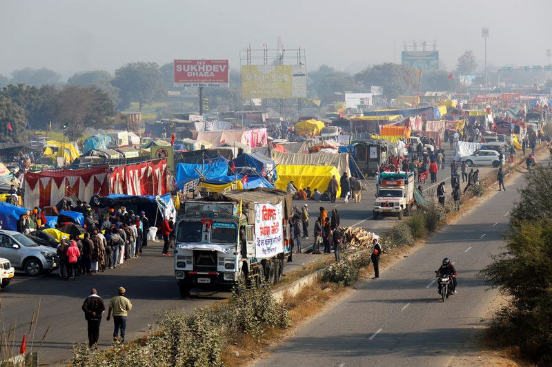© Reuters. مزارعو الهند يوافقون على الاجتماع مع الحكومة لبحث ثلاثة قوانين تهدد سبل عيشهم