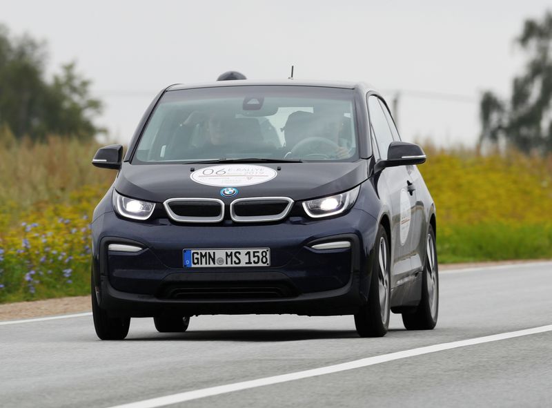 &copy; Reuters. BMW i3 drives during electric car E-Rallye Baltica 2019 near Iecava