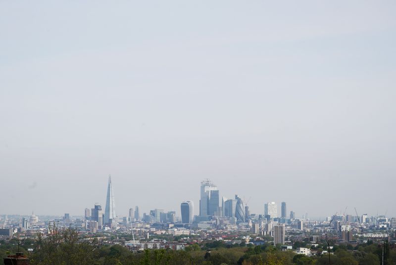 &copy; Reuters. FILE PHOTO: A general view of The Shard and the financial district in London