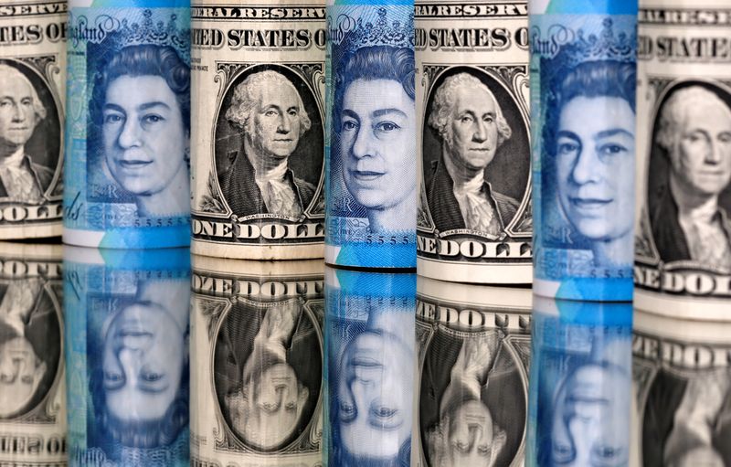 © Reuters. FILE PHOTO: Pound and U.S. dollar bills are seen in this illustration