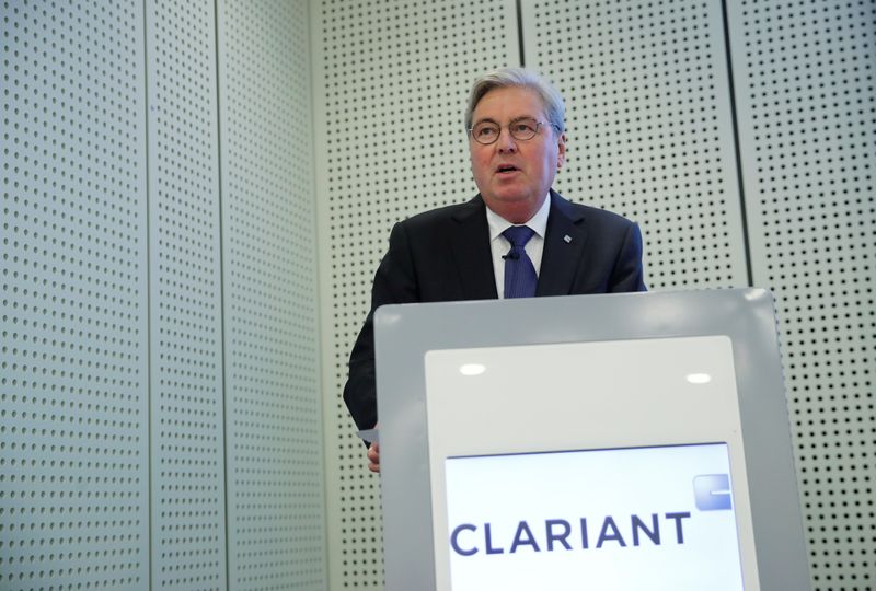 &copy; Reuters. CEO Kottmann of the Swiss specialty-chemical company Clariant addresses a news conference in Zurich