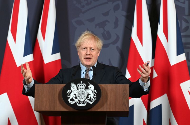 &copy; Reuters. British PM Johnson holds news conference on Brexit trade deal in London