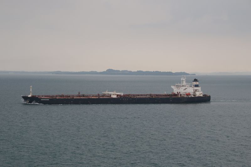 &copy; Reuters. FILE PHOTO: The Europrogress oil tanker, whose name has since been changed to Alsatayir, is seen in the Singapore Straits