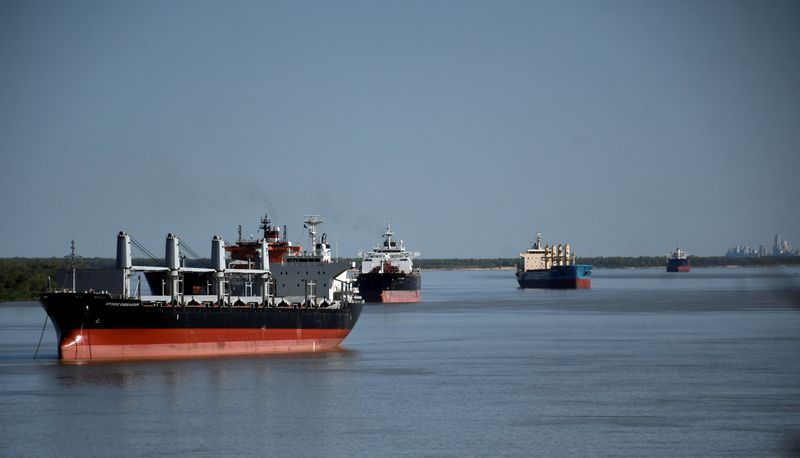 &copy; Reuters. Navios na região de Santa Fe, na Argentina, durante greve de trabalhadores portuários