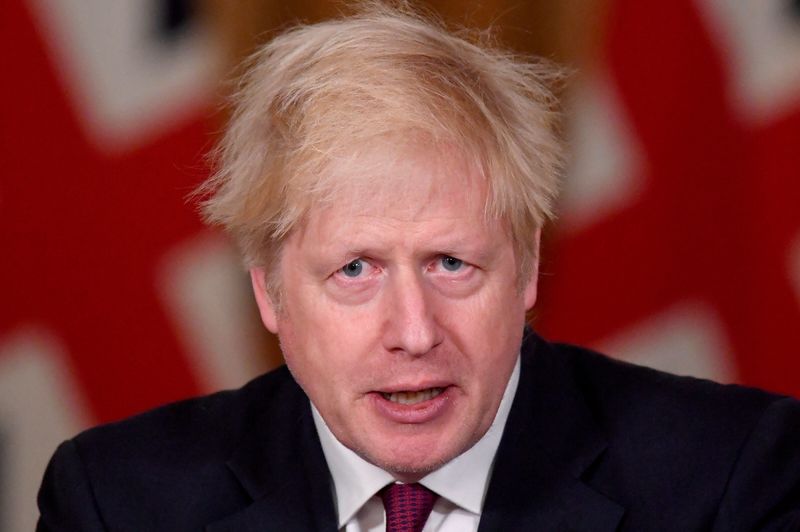 &copy; Reuters. FILE PHOTO: Britain&apos;s Prime Minister Boris Johnson holds a news conference in London