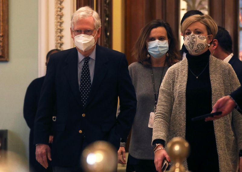&copy; Reuters. FILE PHOTO: U.S. Senate Majority Leader Mitch McConnell leaves the Senate floor on Capitol Hill in Washington