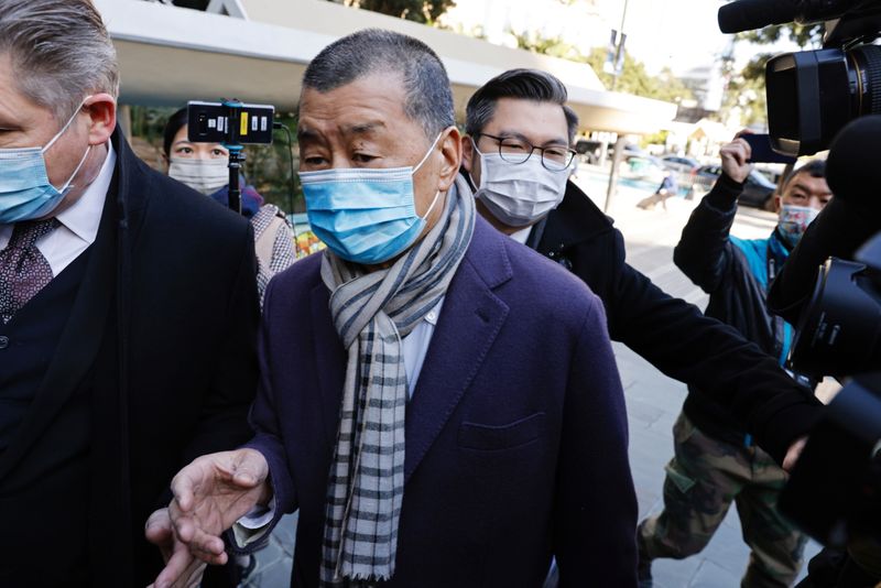 &copy; Reuters. Media mogul Jimmy Lai, founder of Apple Daily, arrives the Court of Final Appeal in Hong Kong